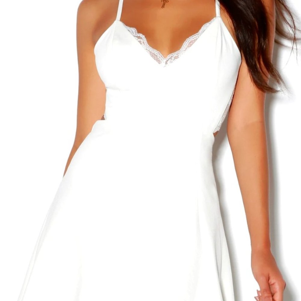 Perfect Evening Ivory Lace Skater Dress